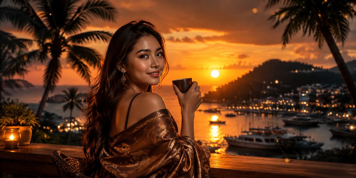 Seseorang menikmati hiburan casino online sambil minum kopi di suasana santai