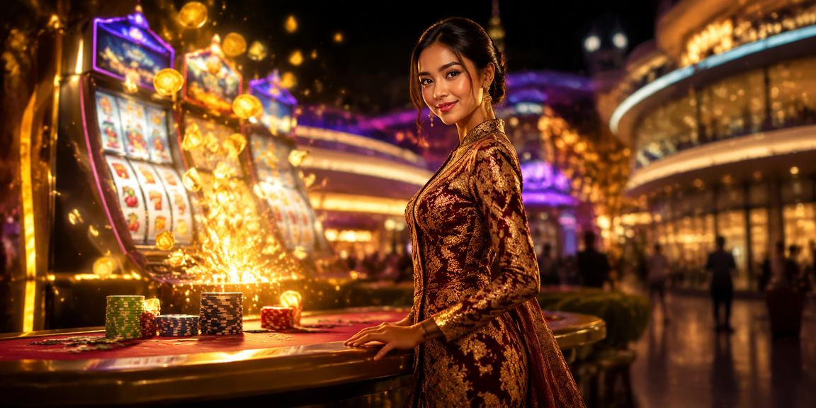 Tampilan mesin slot dengan efek neon berwarna-warni yang menarik perhatian